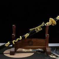 Golden Snake Katana in Black Saya