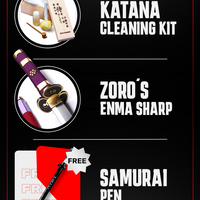 Zoro's Enma Purple Katana SHARP & Katana Cleaning Kit + FREE Samurai Pen