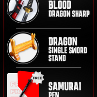 Blood Dragon Katana & Dragon Single Sword Stand + FREE Samurai Pen