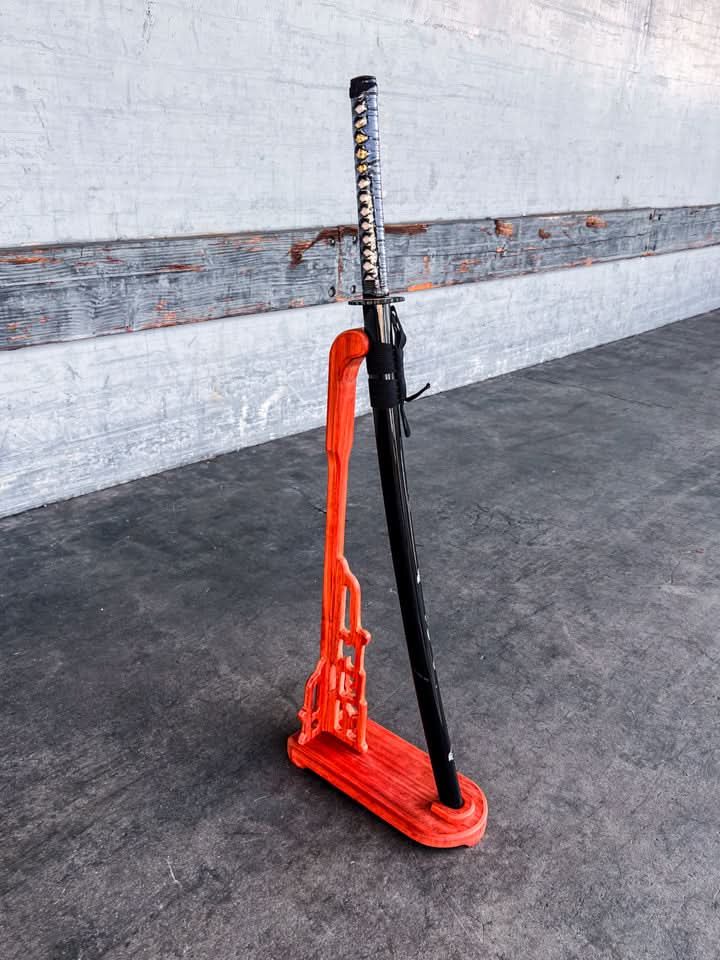 Upright Sword Stand - Dark Wood