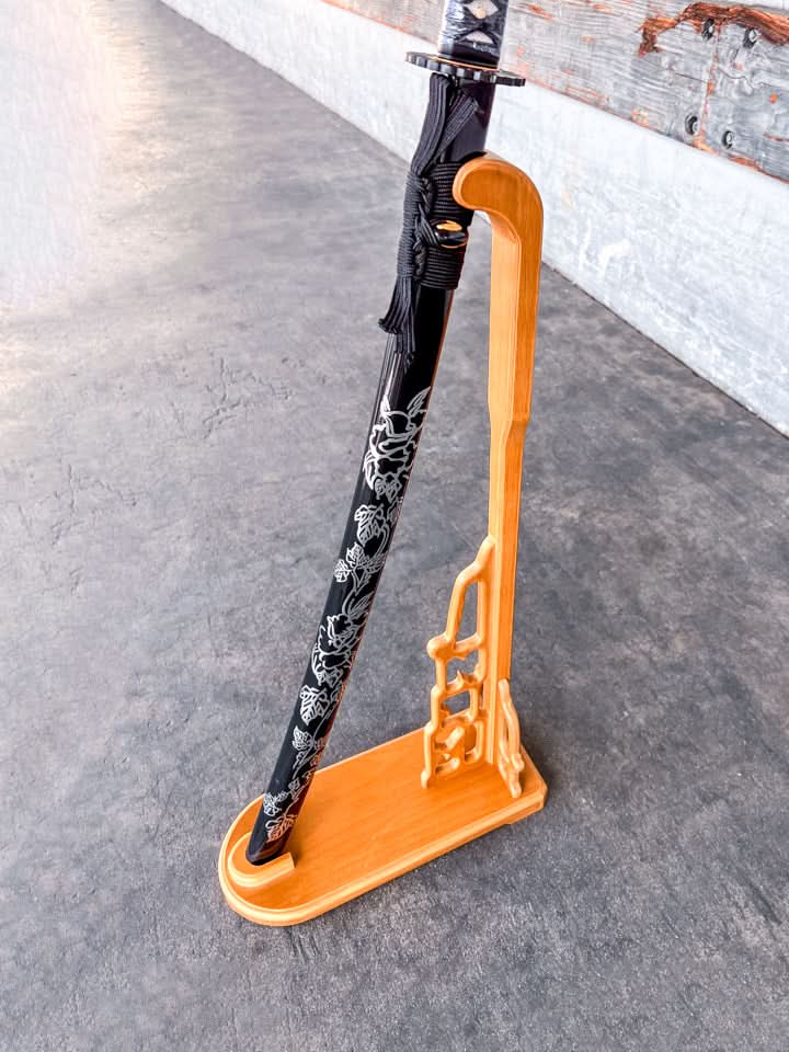 Upright Sword Stand - Light Wood