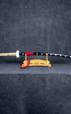 Sword with a stand on a dark gray background