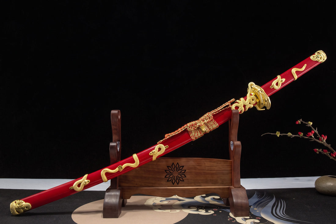 Golden Snake Katana Red in Saya